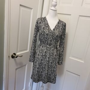 EC LOFT Animal Print Knit Wrap Dress Size 8P, Business, Classic